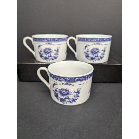 Formalities by Baum Bros Blue Rose Collection Flat Coffee Cup 6 Oz Lot of 3 - Picture 5 of 8
